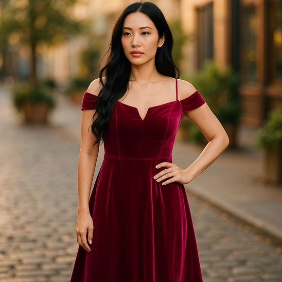 BCX Dresses & Skirts - BCX Velvet Dress - (Above knee) Fuschia Pink